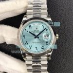 Swiss Rolex Day-Date Ice Blue Dial Arabic Numerals Smooth Bezel 40mm Watch